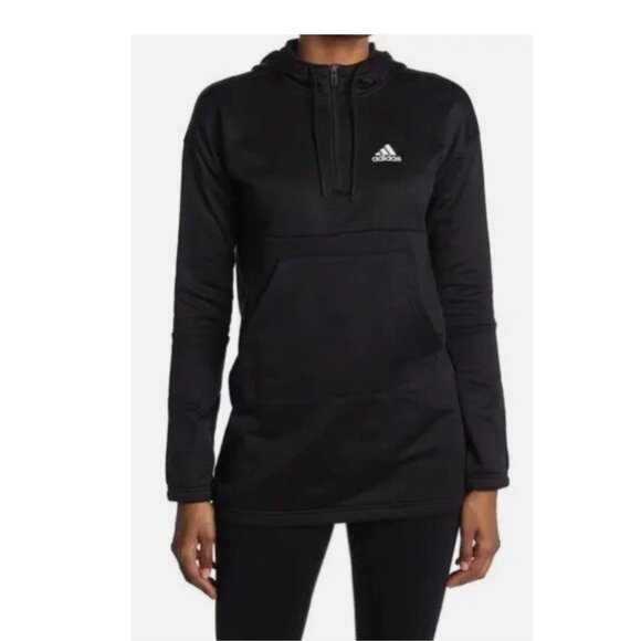 Adidas Women’s 3/4 Zip Long Line Hoodie- Black - Picture 1 of 6
